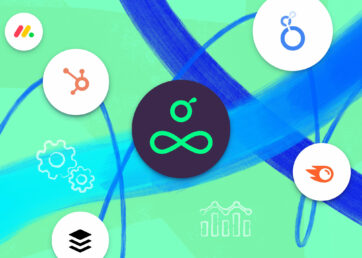 Logos of different agency tools, including Resource Guru, HubSpot, Looker, Semrush, and Buffer